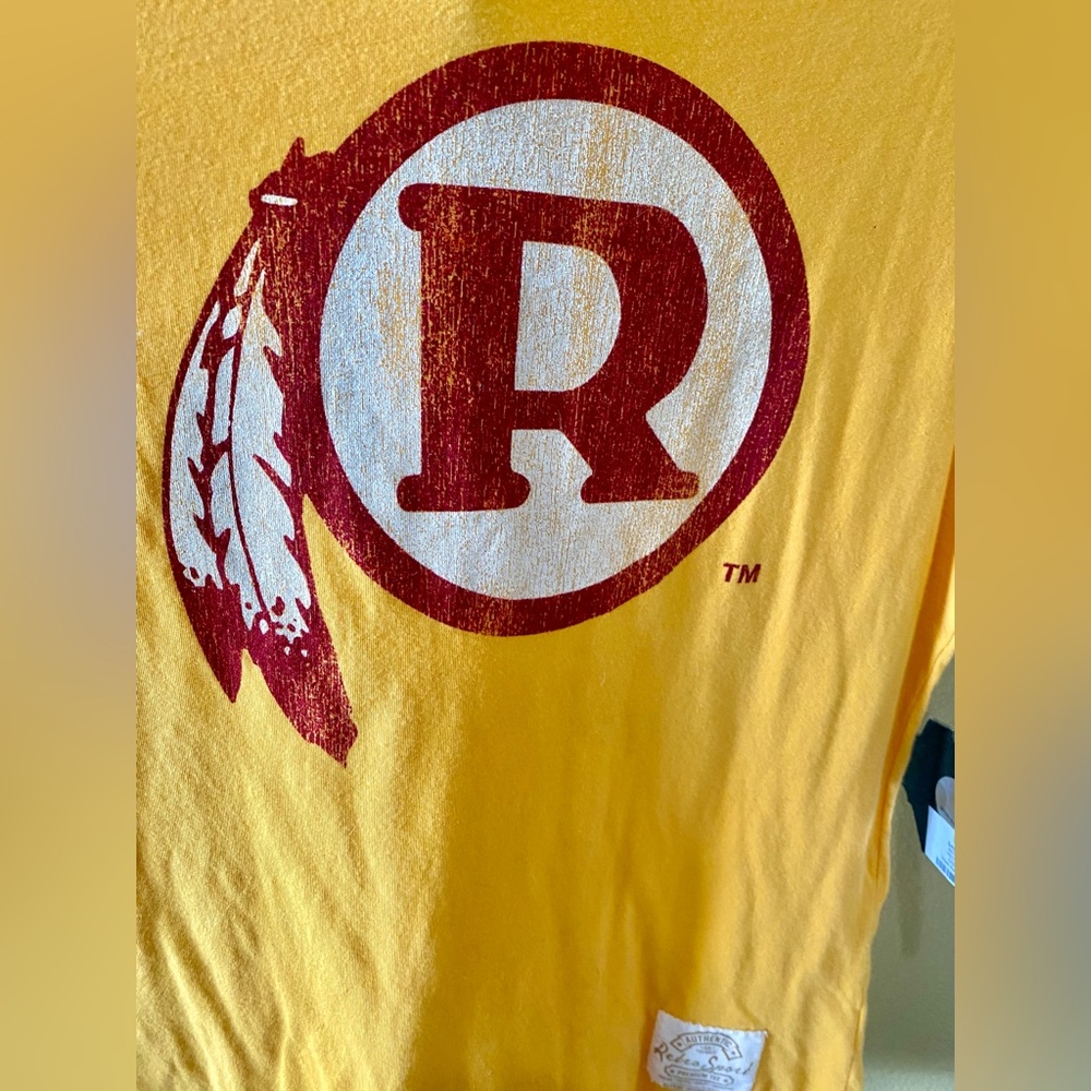 Original Washington Redskins logo, vintage Reebok Retro Sport Yellow Tee Shirt